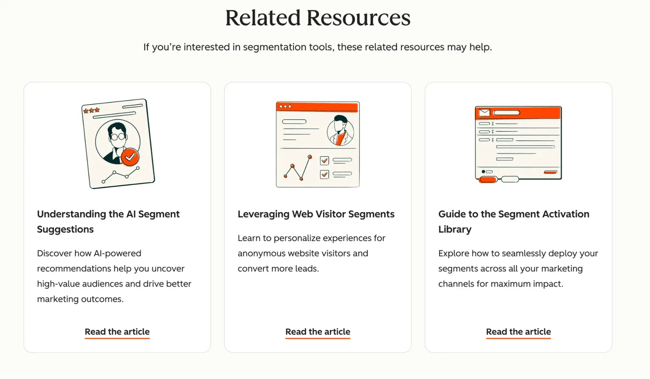 Use AI to select assets for internal linking on a landing page to drive conversions.